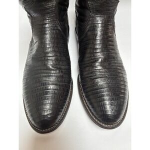Justin Mens Black Lizard Skin Western Cowboy Boots Made in USA Size 9 D